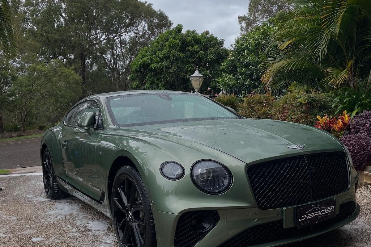 A Bentley Continental GT part-way through a J-Bros Detailing maintenance wash on the Gold Coast